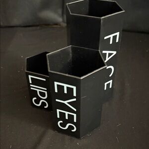 Sleek Black Makeup Organizer Trio